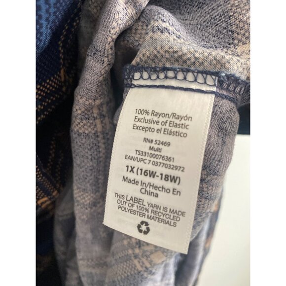 Terra & Sky Women’s Long Sleeve Blue Plaid Maxi Dress With Smocked Back Size 1X - Picture 5 of 7